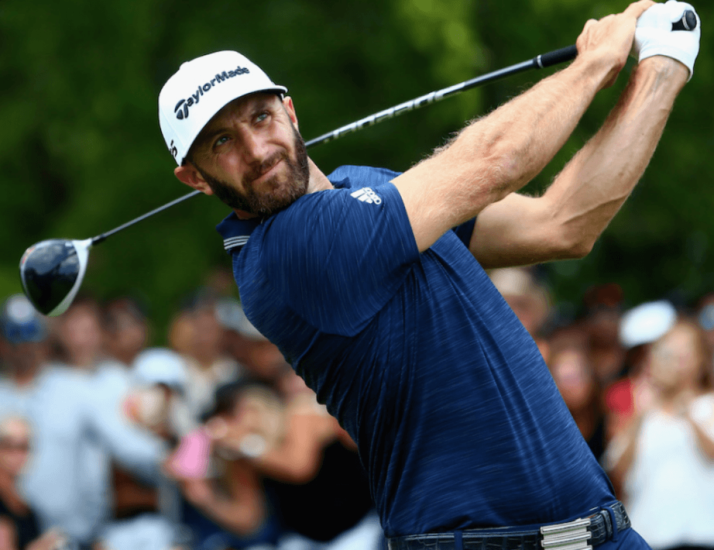 Dustin Johnson hitting TaylorMade M5 Driver