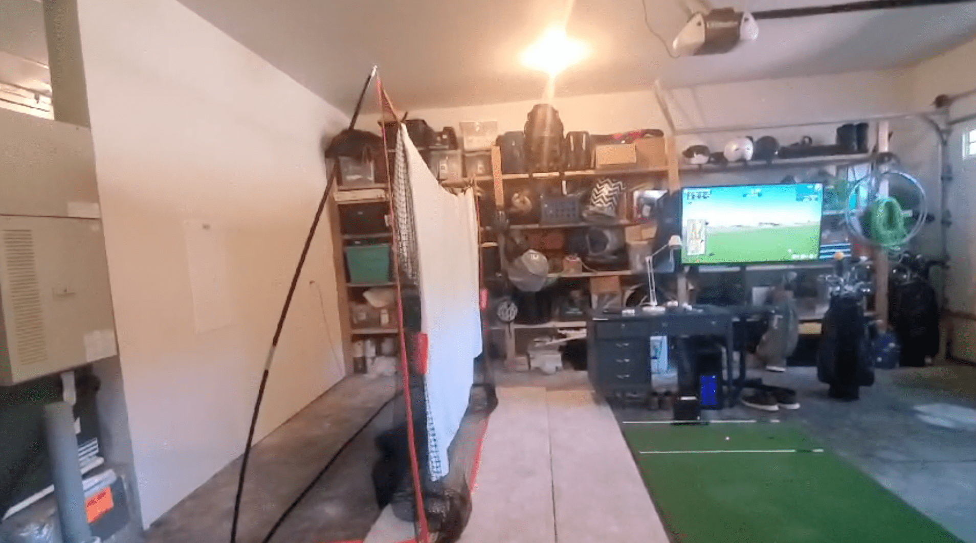 SkyTrak Golf Simulator Set Up in Garage