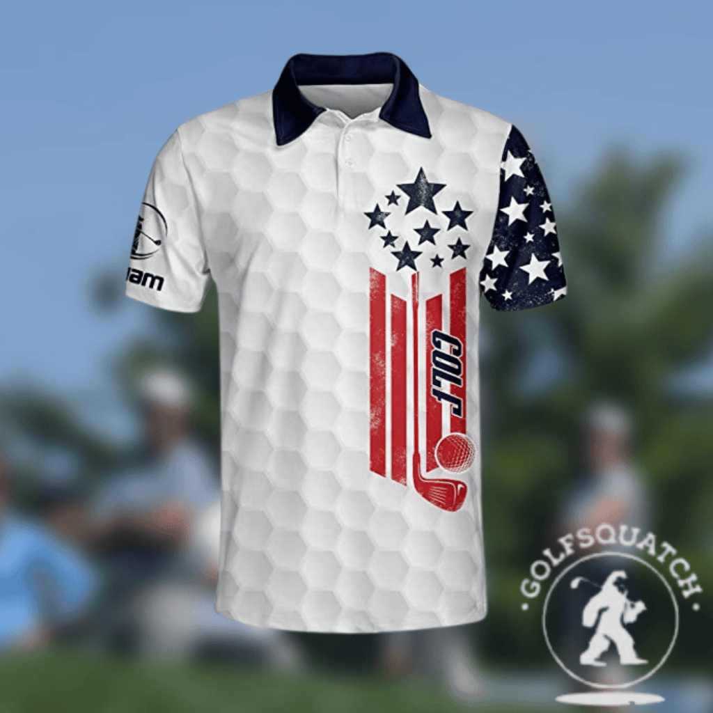 Personalized American Flag Golf Polo Shirts for Men Swing